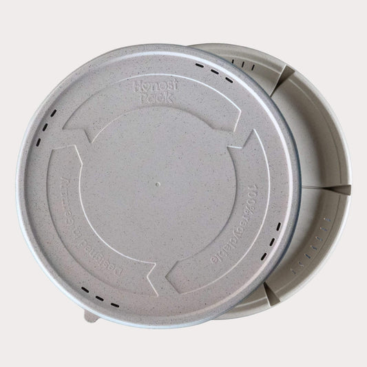 Honest Pack Mehrweg Pizzabox aus PP und Kaffeehülsen, 33 x 3,5 cm, Grau