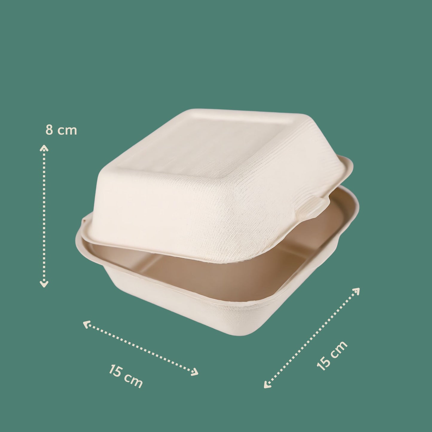 Honest Pack Burger Box aus Zuckerrohr, 15 x 15 x 8 cm