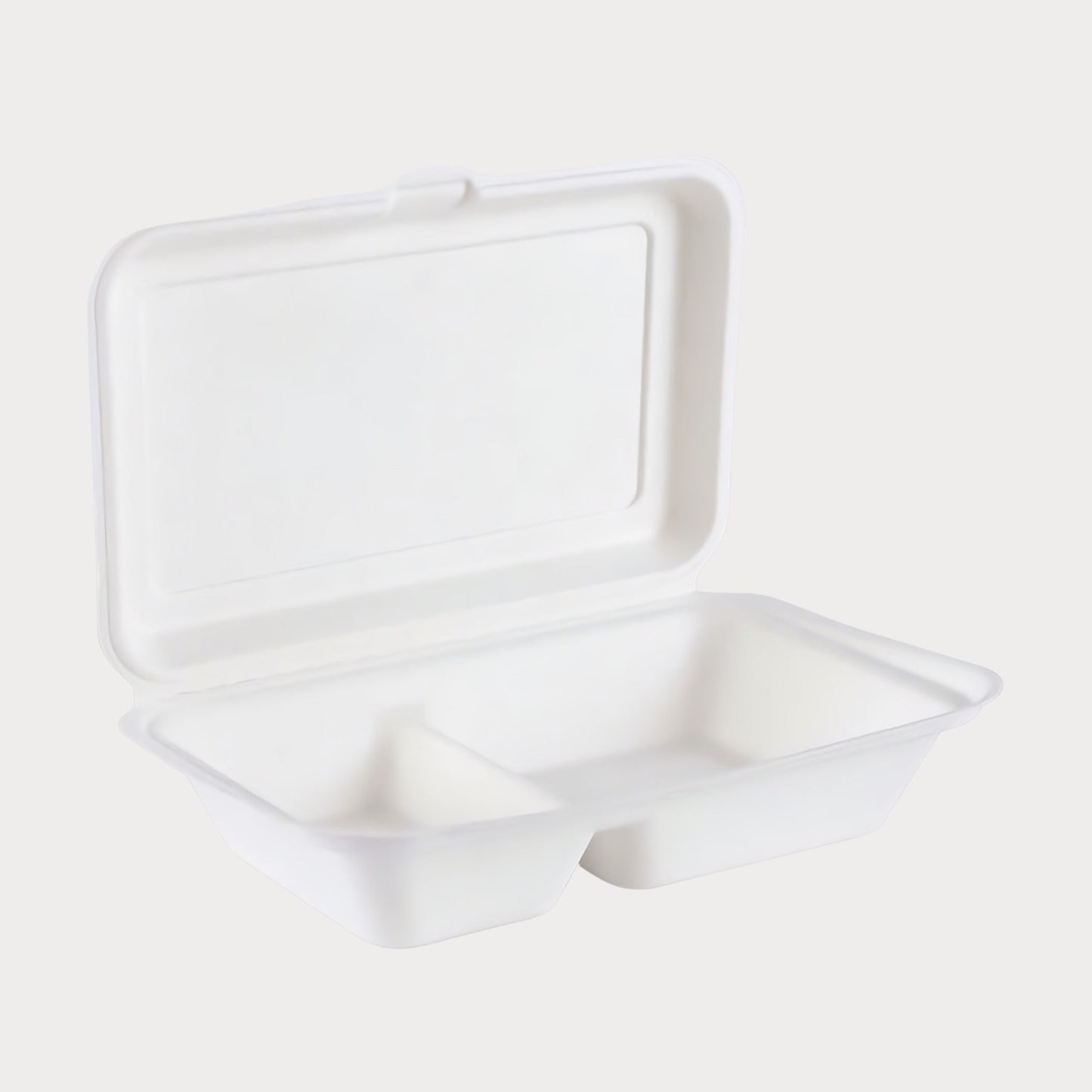 Honest Pack Clamshell Container from Sugarcane Fibre, 2 Compartment, 25 x 16 x 6.5 cm, 1000 ml